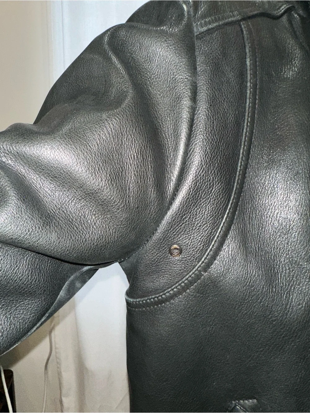 Men's Black Calvin Klein Leather Moto Jacket - Classic Biker Style